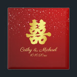Red Chinese wedding snowflake double happiness Magnet<br><div class="desc">Realize your dream wedding with an oriental touch! You can customize the design by adding your names and wedding date etc. You are also welcome to reach out to me for any special design which is uniquely for you. Double happiness symbol and red decorations are the must have items for...</div>