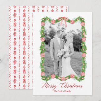 Red Chinoiserie Ornament Garland Grandmillenial  Holiday Card