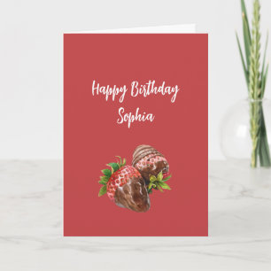 Red Chocolate Covered Strawberries Birthday Card