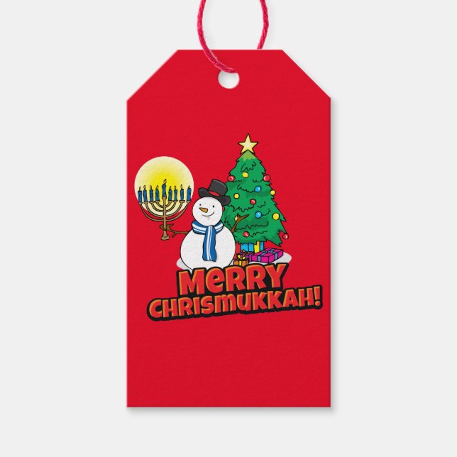 Red Chrismukkah Gift Tags (Front)