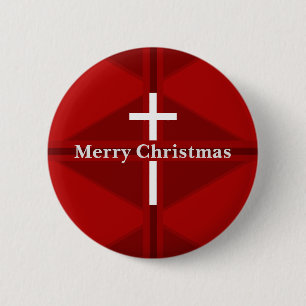 Red Christian Cross Christmas 2 Inch Round Button