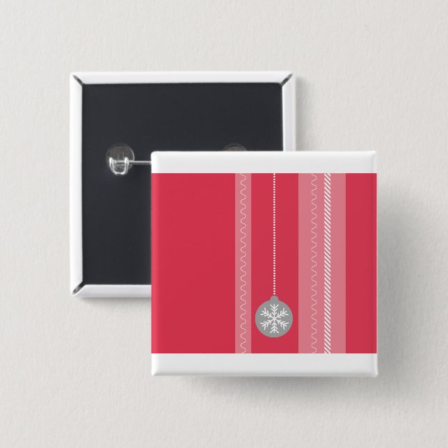 Red Christmas 2 Inch Square Button (Front & Back)