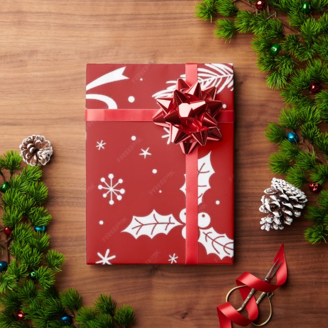 Red Christmas 30"x30' Wrapping Paper (Holiday Gift)