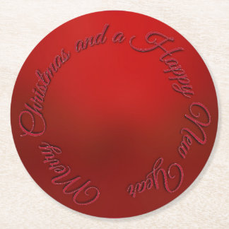 Red Christmas and New Year Round Coasters