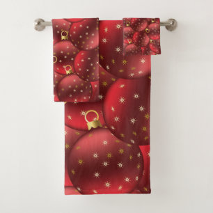 Red Christmas balls Bath Towel Set