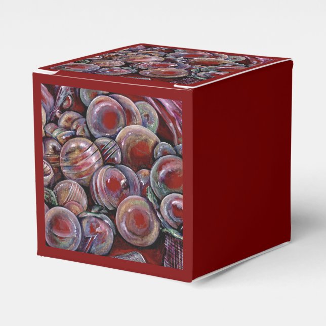 Red Christmas Balls Favor Box (Front Side)