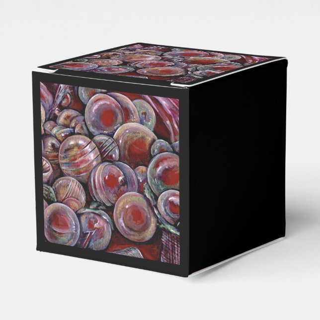 Red Christmas Balls Favor Box (Front Side)