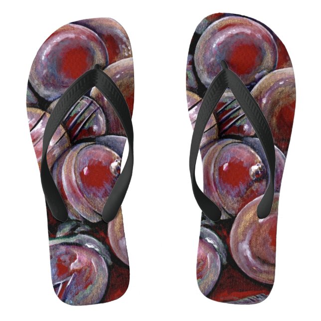 Red Christmas Balls Flip Flops (Footbed)