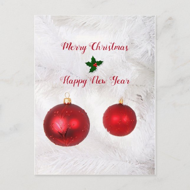 Red Christmas Balls Holiday Postcard (Front)