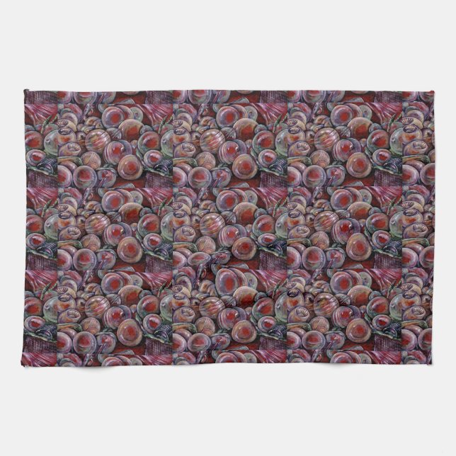 Red Christmas Balls Kitchen Towel (Horizontal)