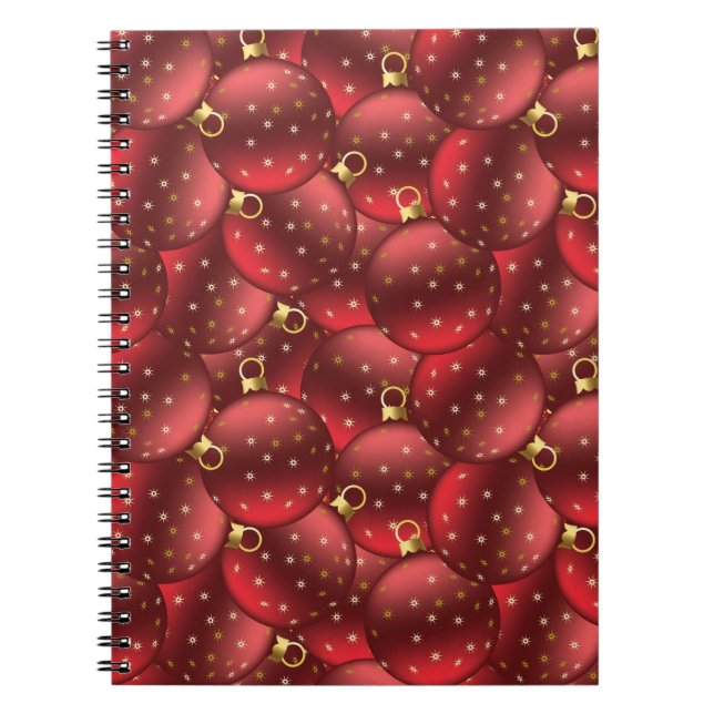 Red Christmas balls Notebook (Front)