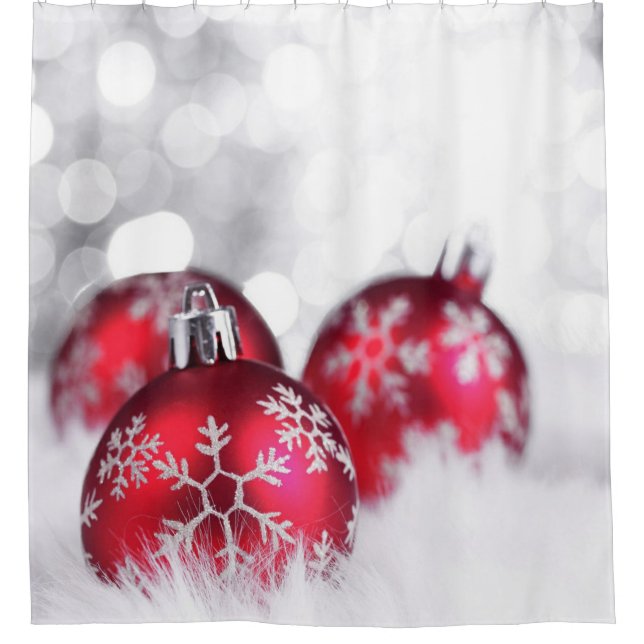 Red Christmas Balls With Snowflakes (Front)