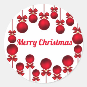 Red Christmas  Baubles Classic Round Sticker