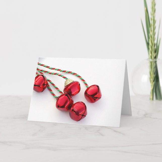 Red Christmas Bells Holiday Card (Front)