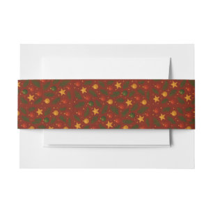 Red Christmas Belly Band – Classic Holiday wrap Invitation Belly Band