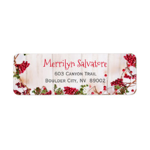 Red Christmas Berries Adresse de retour Label