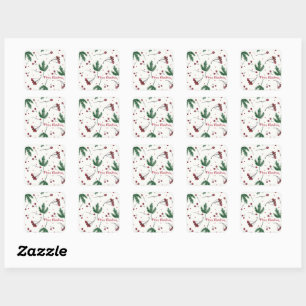 Red Christmas berries with pine green Square Sticker