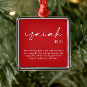 Red Christmas Bible Verse Metal Ornament