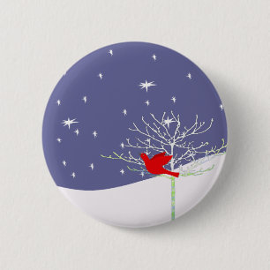 Red Christmas Bird 2 Inch Round Button