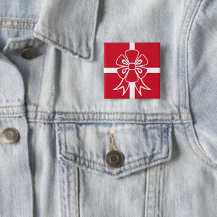 Red Christmas Bow Button 