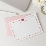 RED CHRISTMAS BOW COQUETTE MISTLETOE PERSONALIZED  CARD<br><div class="desc">Girly and feminine elegant personalized stationery flat cards for Christmas Seasons feature your name in Sans Serif font coupled with elegant red festive in coquette style adorned with mistletoe and berries, The same bows is on the reverse of the card. The name can easily be personalized to make a design...</div>
