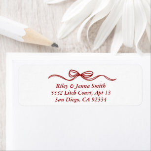 Red Christmas Bow Elegant Minimal Retro Address