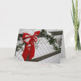 Red Christmas Bow Greeting Card