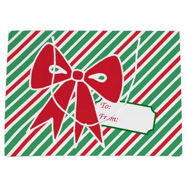 Red Christmas Bow Peppermint Gift Tag Bag (Front)