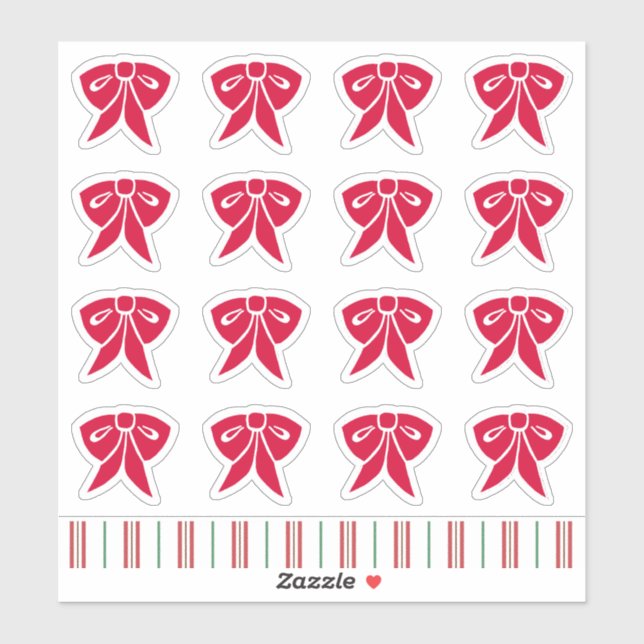 Red Christmas Bow Stickers (Sheet)