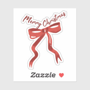 Red Christmas Bow with Merry Christmas Text