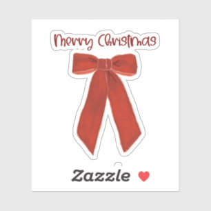 Red Christmas Bow with Merry Christmas Text