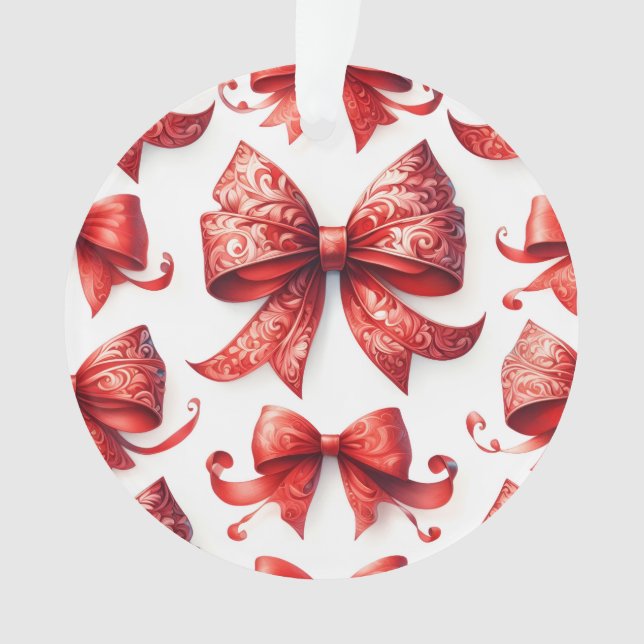 Red Christmas Bows Ornament (Front)