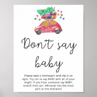 Red christmas car Winter don't say baby