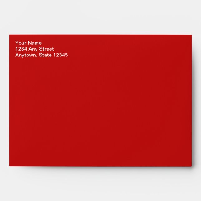 Red Christmas Card Envelope w/ Return Address (Front)