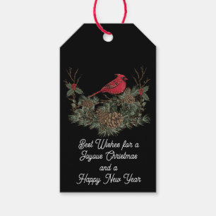 Red Christmas Cardinal and Wreath Gift Tags