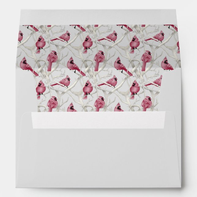 Red Christmas Cardinal Bird Envelope (Back (Bottom))