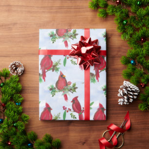 Red Christmas Cardinal Wrapping Paper Religous