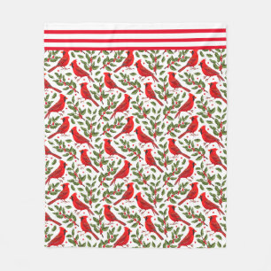 Red Christmas Cardinals  Fleece Blanket