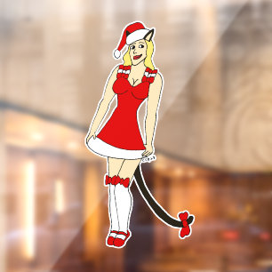 Red Christmas catgirl Window Cling