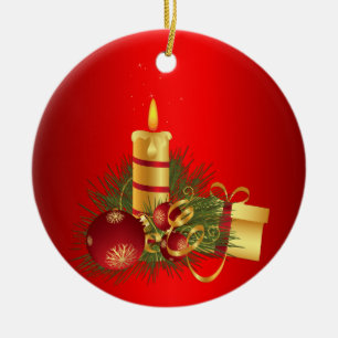 Red Christmas Ceramic Ornament