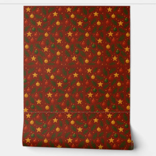 Red Christmas Classic Holiday Pattern Wallpaper 