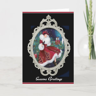 Red Christmas Coat Vintage Flapper Girl Holiday Card