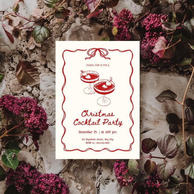 Red Christmas Cocktail Party Invitation (Creator Uploaded)