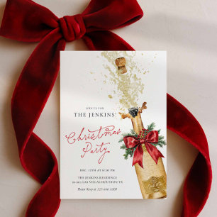 Red Christmas Cocktail Party Invitation
