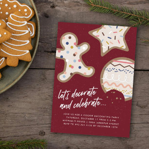 Red Christmas Cookie Decorating Party Invitation