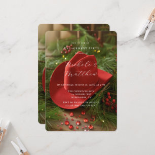 Red Christmas Cowboy Hat Engagement Party Invitation