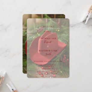Red Christmas Cowboy Hat Wedding Celebration Invitation