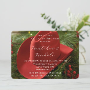 Red Christmas Cowboy Hat Wedding Shower Invitation