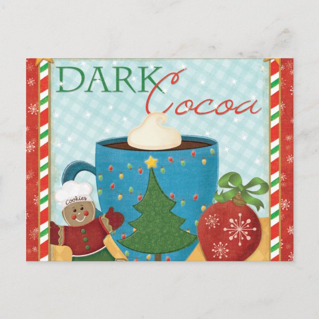 Red Christmas Cup with Creamy Cocoa Holiday Postcard (Front)