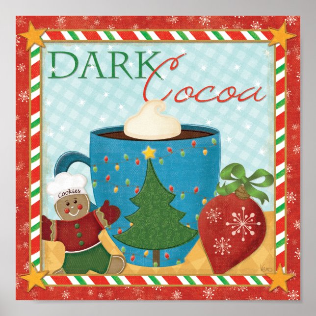 Red Christmas Cup with Creamy Cocoa Poster (Front)